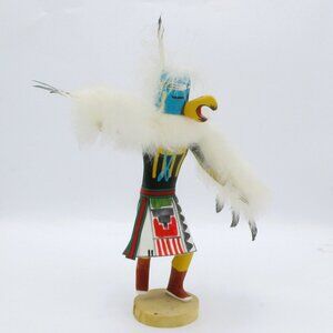 Vintage Navajo Kachina Doll Eagle Dancer 10.5" Handcrafted & Signed Feather Deta